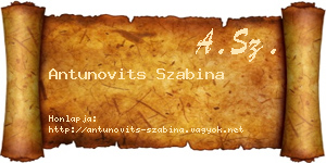 Antunovits Szabina névjegykártya